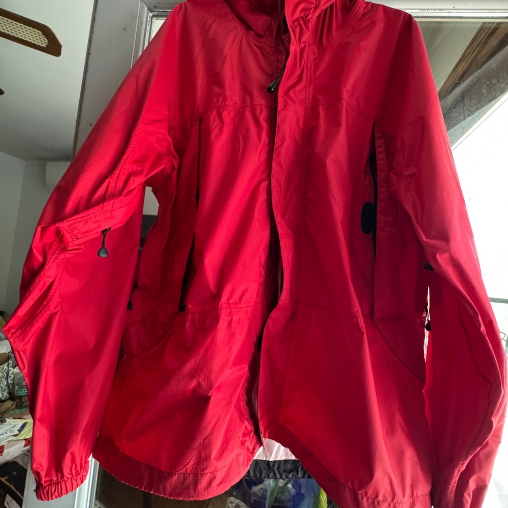 L.L. Bean Men's Red Hooded Rain Jacket